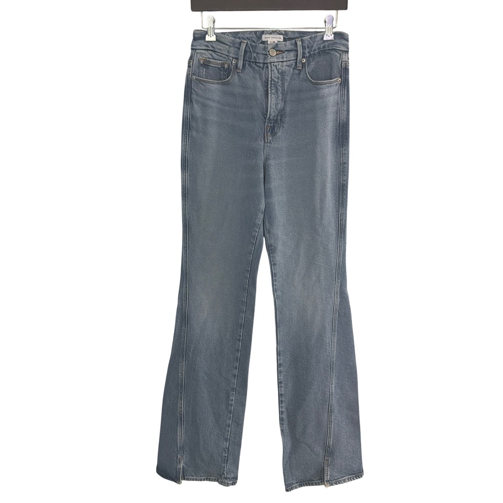 Good American Good Curve Bootcut Jeans Indigo711 Twisted Outseam Slit Hem 6/28